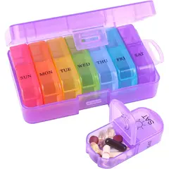 ONEDER - Pastillero Semanal Organizador Portátil De 2 Tomas - 7 Dias Negro