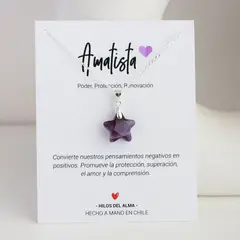 GENERICO - Collar de Plata 925 de estrella piedra natural Amatista
