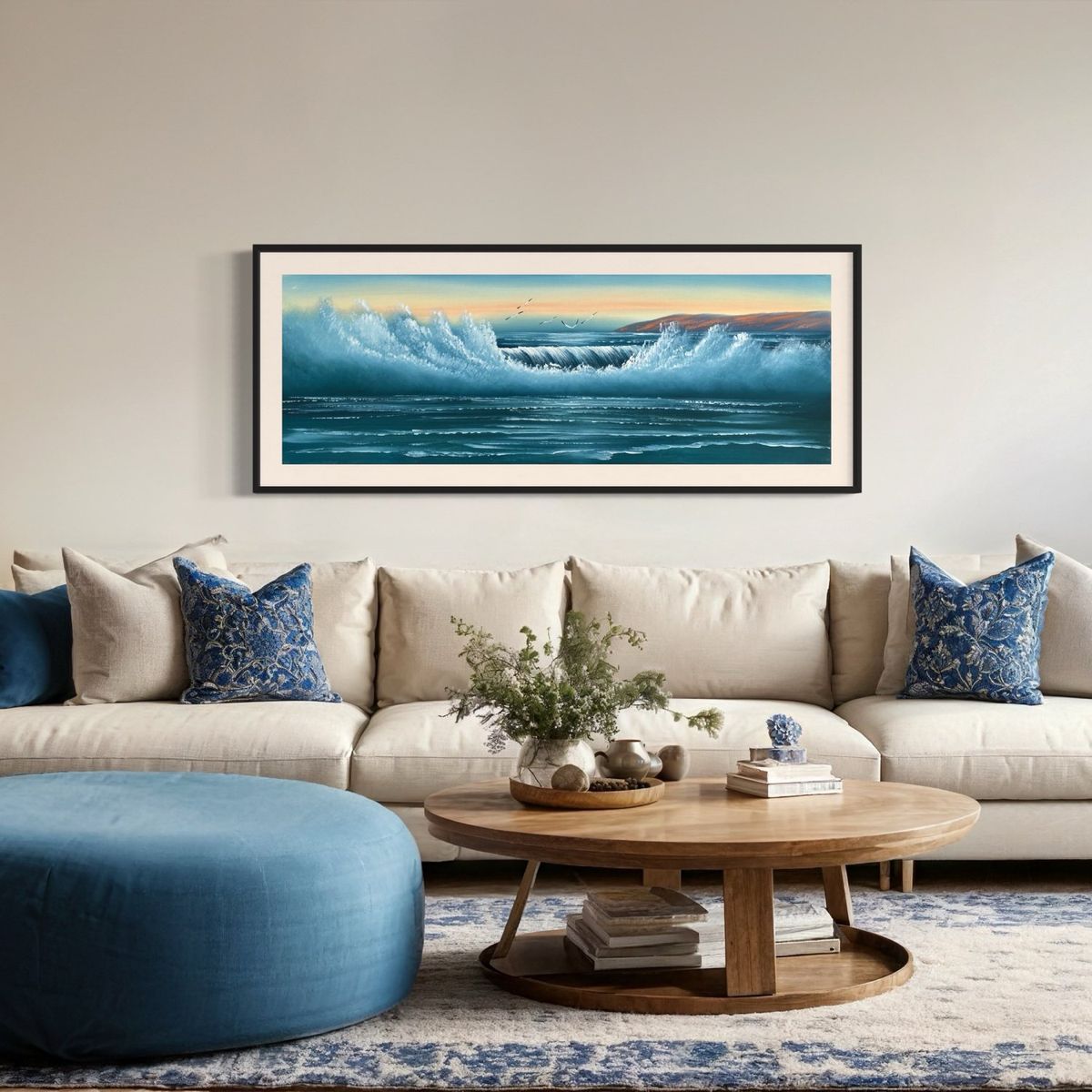 DEKAM DISEÑO - Cuadro de Mar Pintado Oleo Enmarcado 146x66 Cms