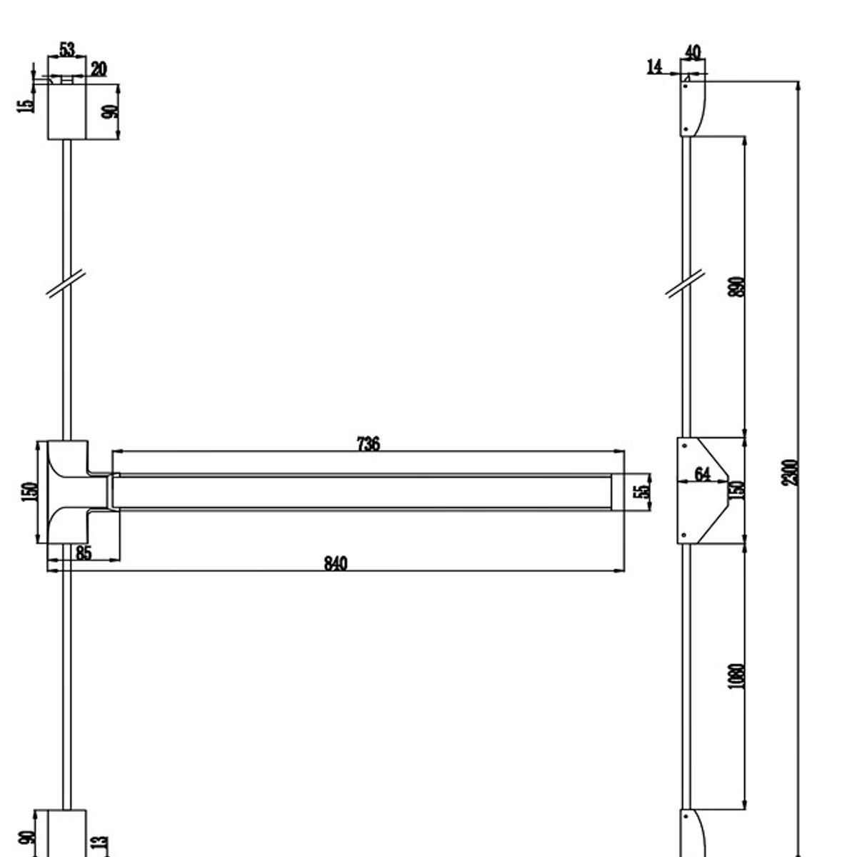 GENERICO - Barra antipánico 2 puntos de cierre Resistente al fuego