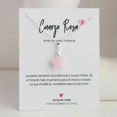 GENERICO - Collar de Plata 925 de estrella piedra natural Cuarzo Rosa