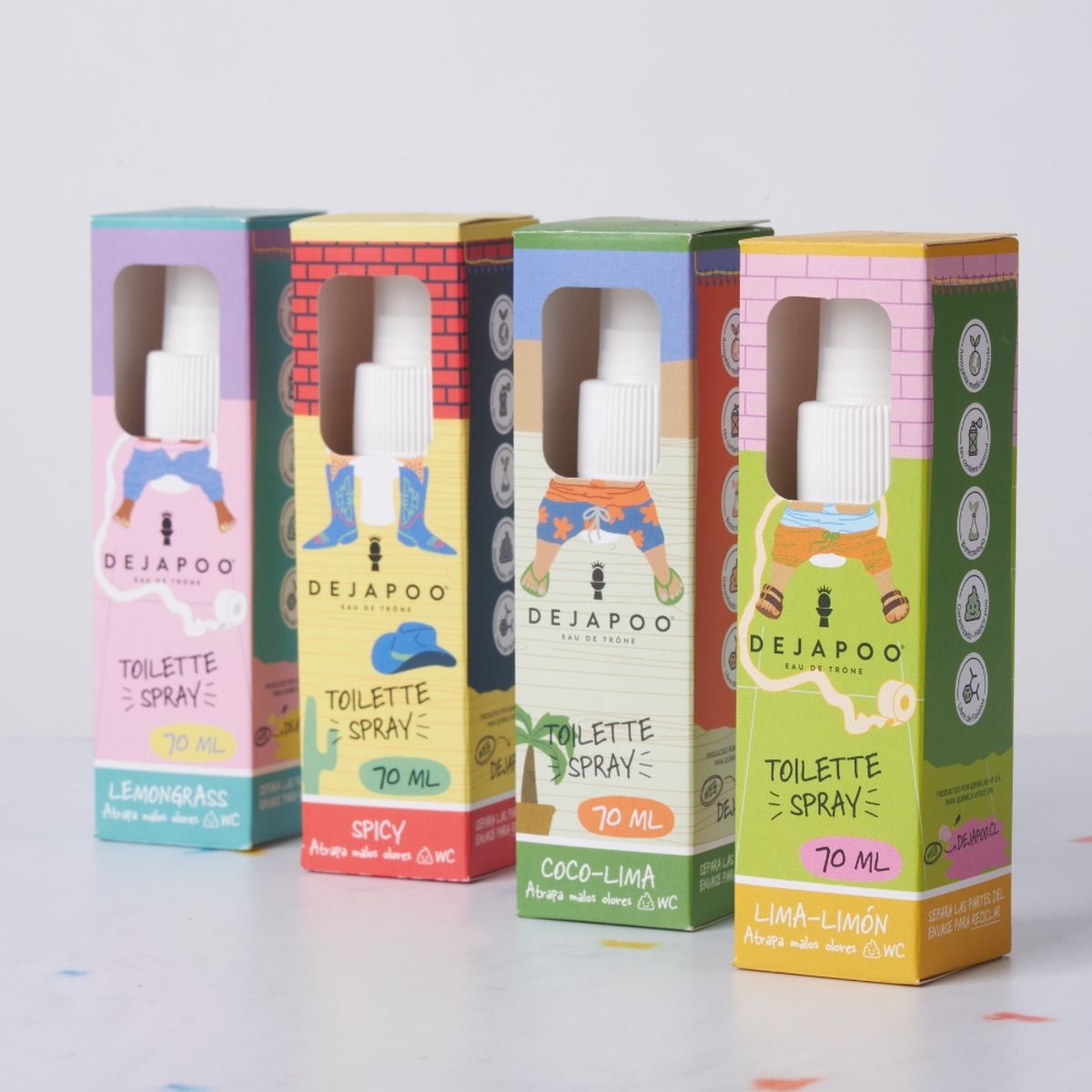 DEJAPOO - Pack Spray Eliminador de Malos Olores WC Dejapoo 70 ml – 4 Aromas