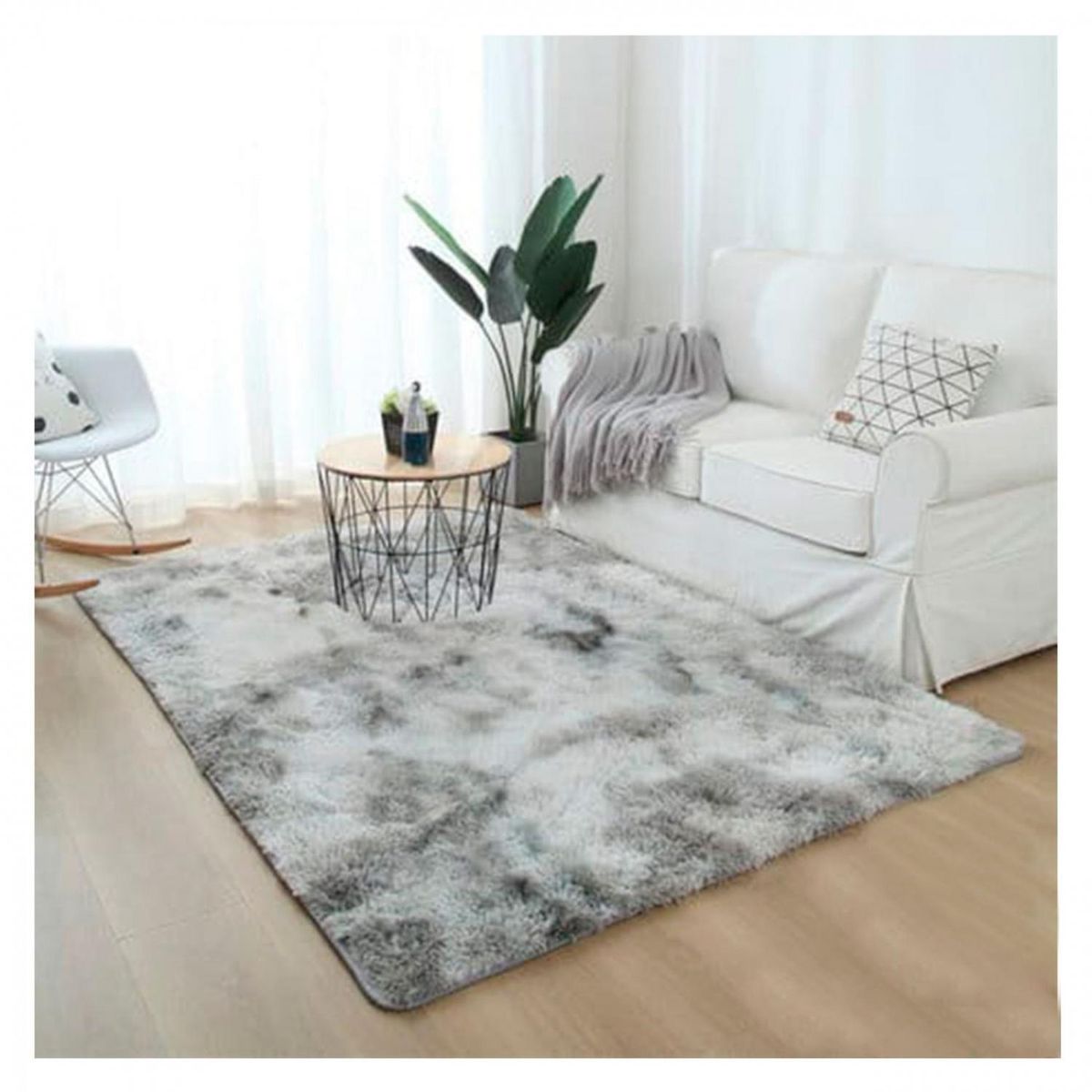 GENERICO - Alfombra Peluda Decorativa Hogar Diseño Jaspeado 150x200 - Gris