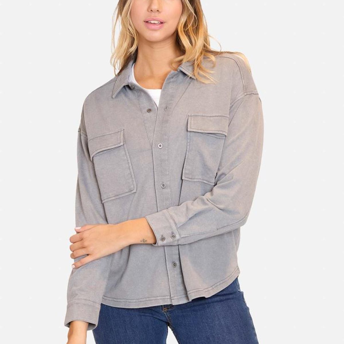 MAUI AND SONS - Poleron Bonded Wanderwst Crew Neck Gris Mujer Maui And Sons