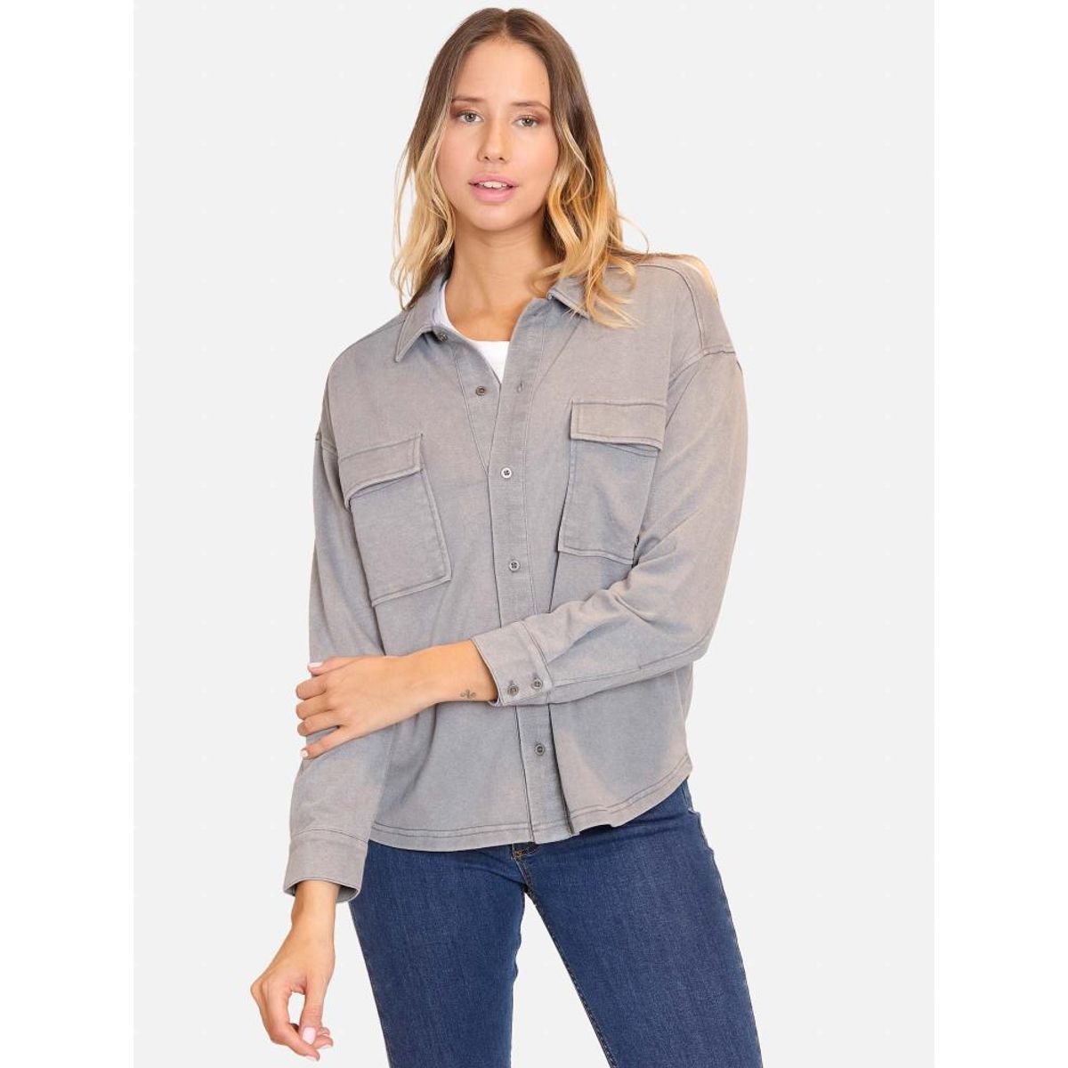 MAUI AND SONS - Poleron Bonded Wanderwst Crew Neck Gris Mujer Maui And Sons