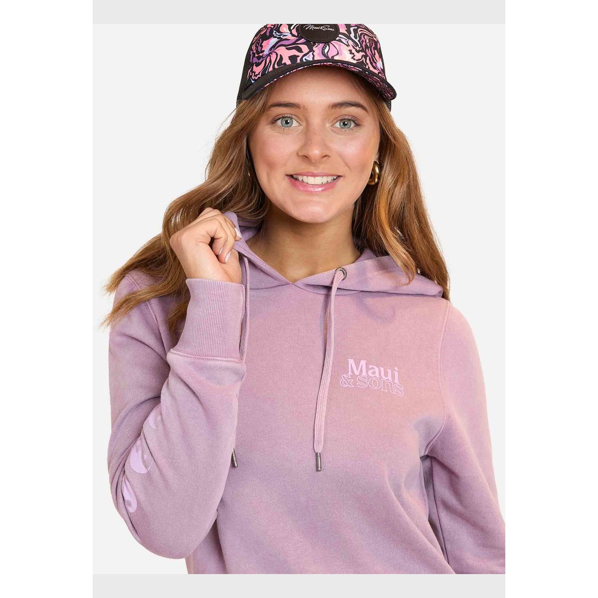 MAUI AND SONS - Poleron Canguro Ride Your Life Hoodie Burdeo Mujer Maui And Sons