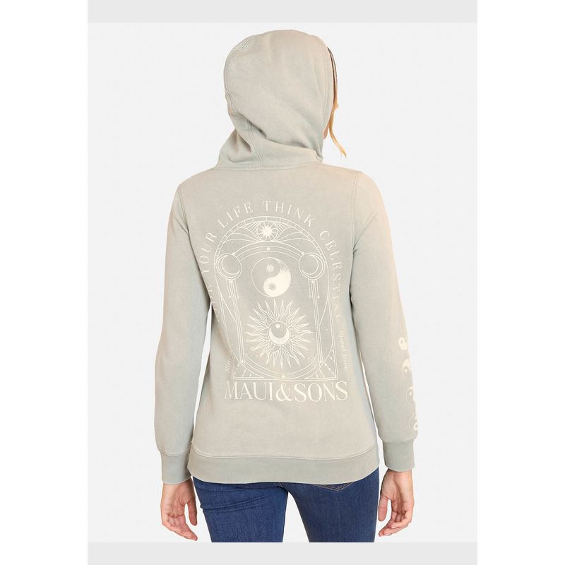 MAUI AND SONS - Poleron Canguro Ride Your Life Hoodie Beige Mujer Maui And Sons