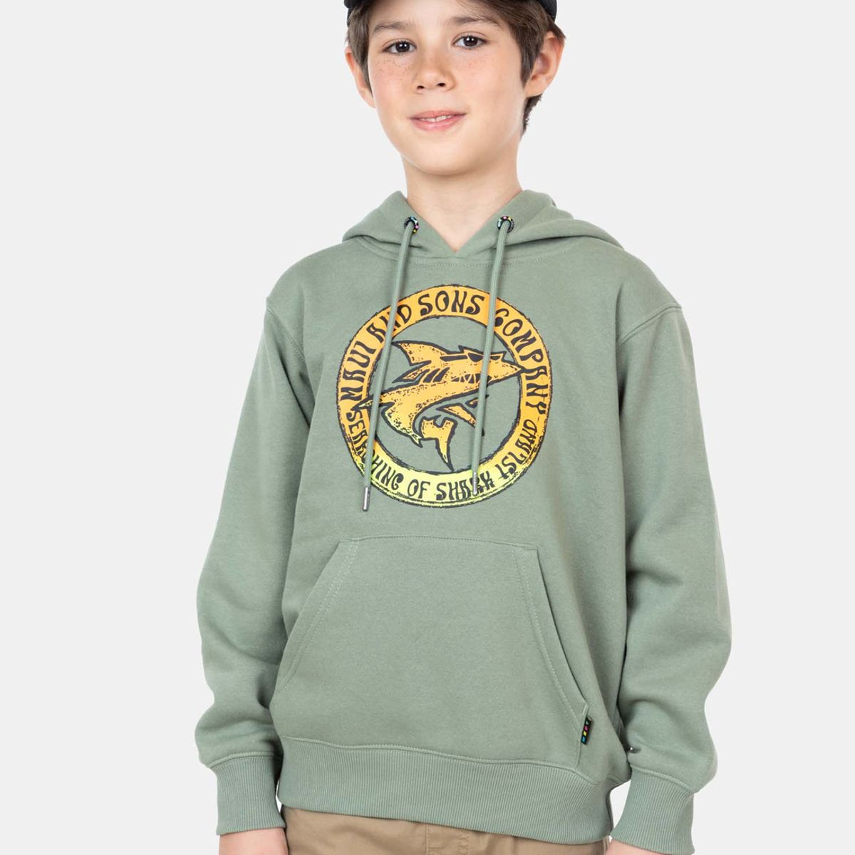 MAUI AND SONS - Poleron Canguro Shark Vintage Hoodies Verde Kids Niño Maui And Sons