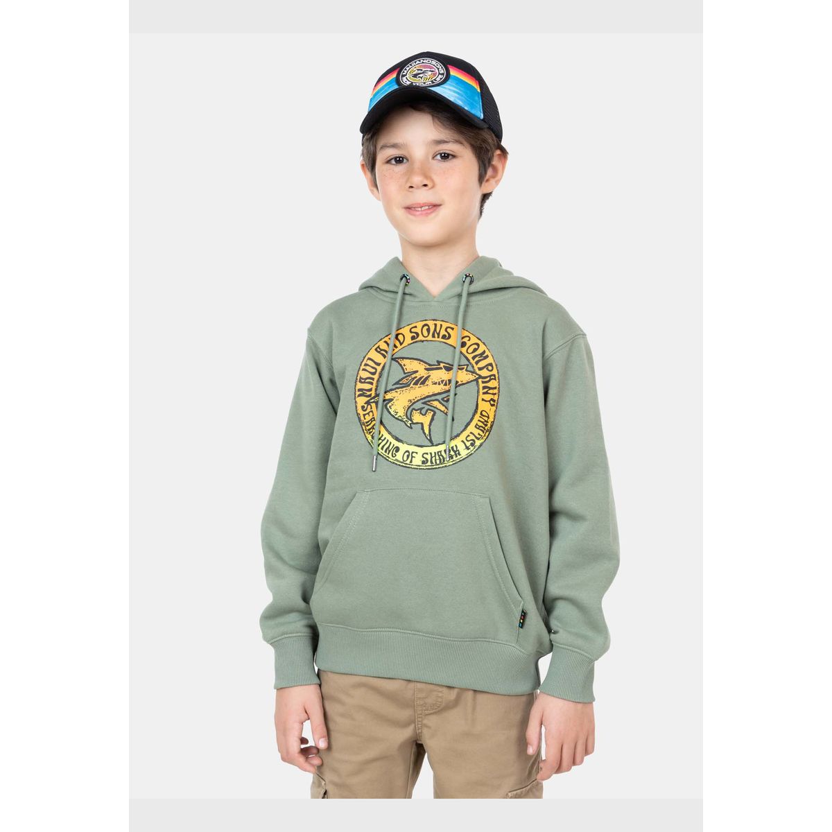 MAUI AND SONS - Poleron Canguro Shark Vintage Hoodies Verde Kids Niño Maui And Sons