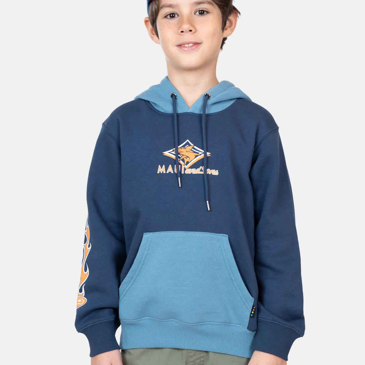 MAUI AND SONS - Poleron Canguro Diamond Shark Hoodies Celeste Kids  Niño Maui And Sons.