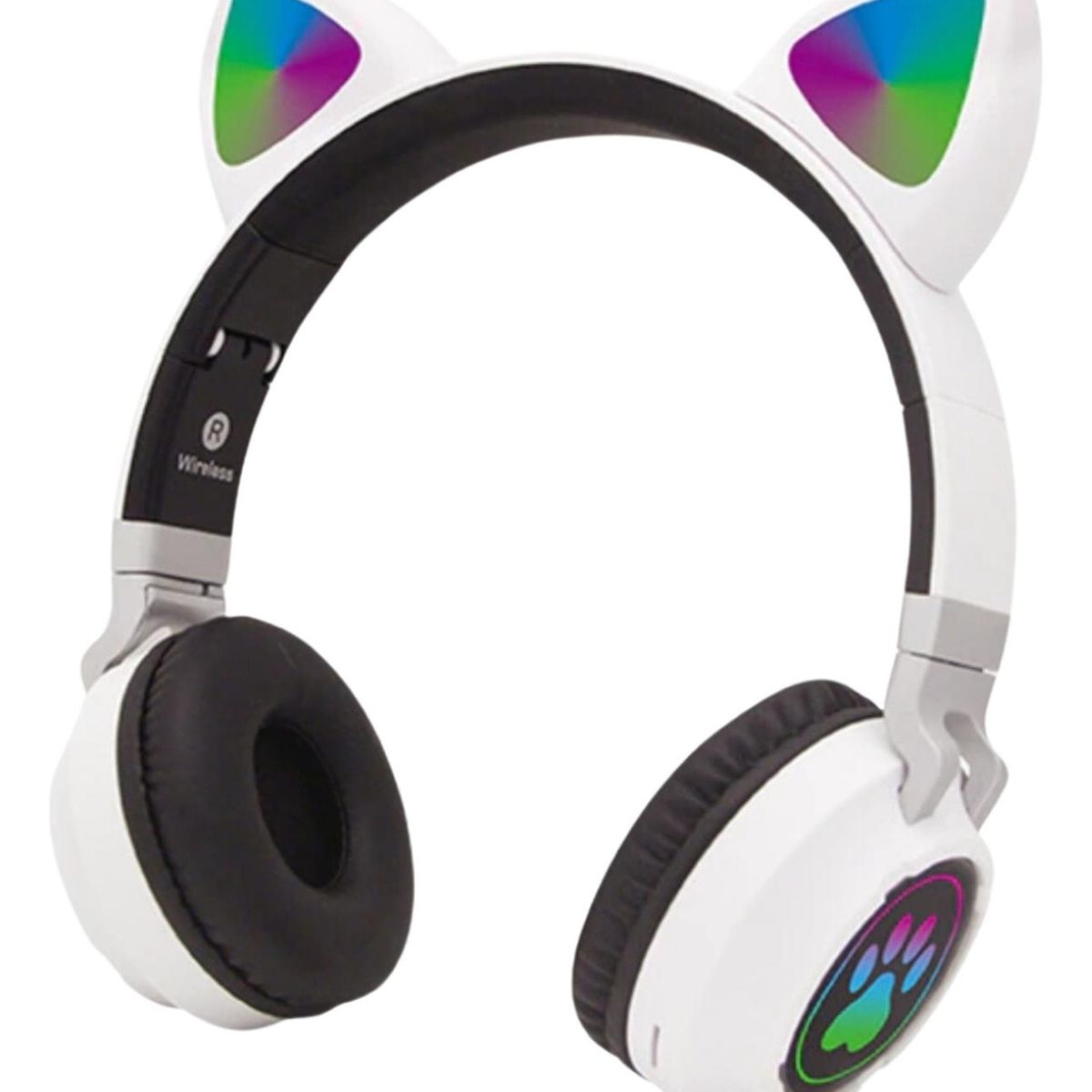 IMPORTCLICK - Audífonos inalámbrico Orejas Gato Led Wireless Bluetooth Blanco