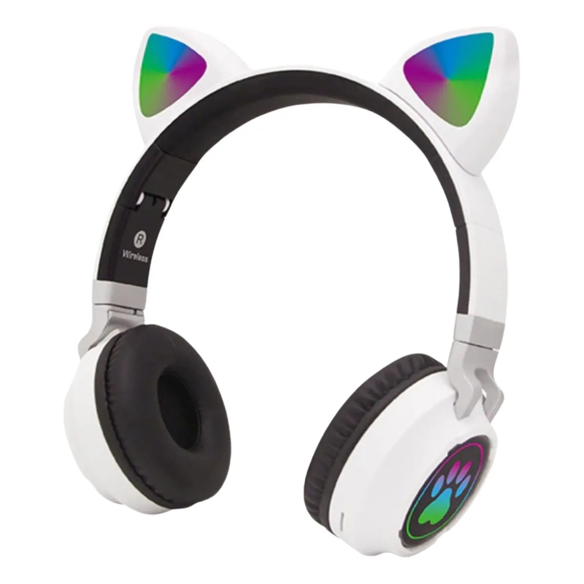 IMPORTCLICK - Audífonos inalámbrico Orejas Gato Led Wireless Bluetooth Blanco