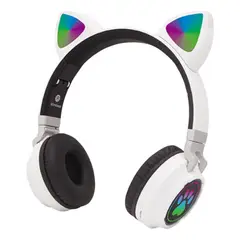 IMPORTCLICK - Audífonos inalámbrico Orejas Gato Led Wireless Bluetooth Blanco