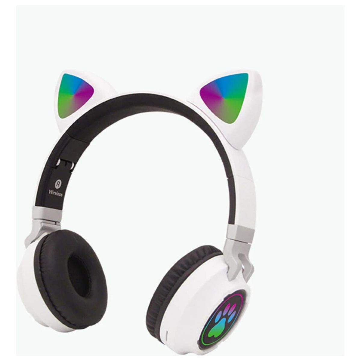 IMPORTCLICK - Audífonos inalámbrico Orejas Gato Led Wireless Bluetooth Blanco