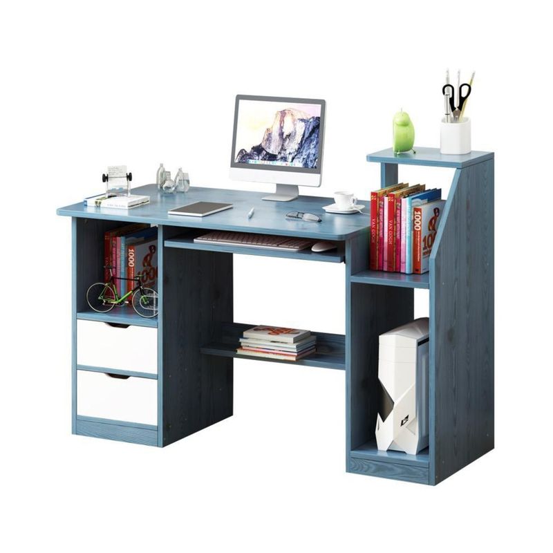 IMPORTCLICK - Escritorio Mesa Librero Gaveta PC 117x40x92 Azul IMPORTCLICK