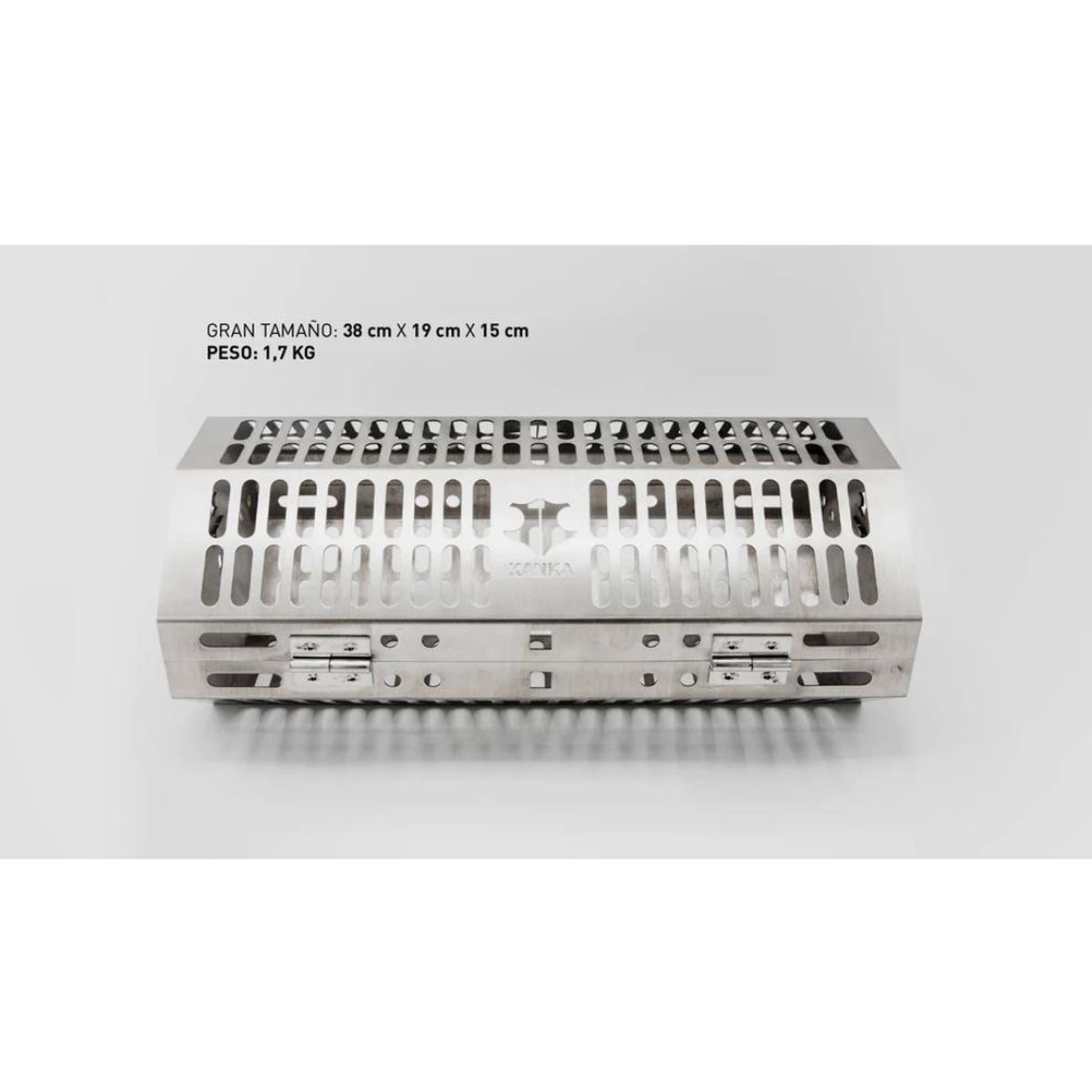 KANKA - Jaula para Fuego Kanka  Acero Inoxidable Modo Giratorio y Doble Bandeja  Parrillero Austral