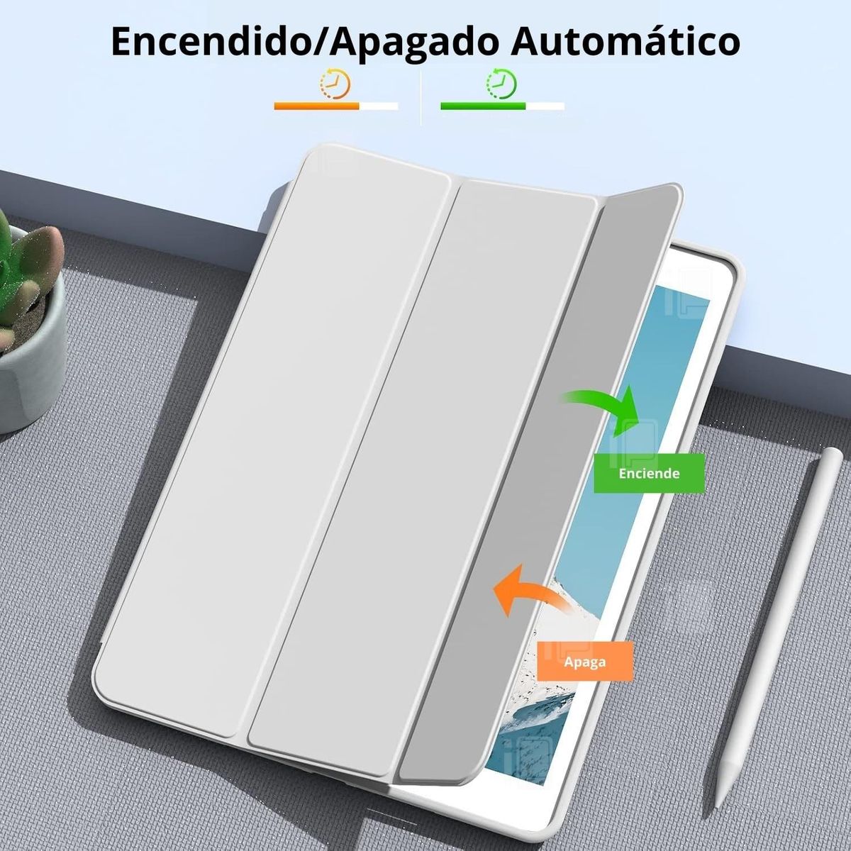GENERICO - Funda Para iPad 10.2 7ª/8 ª/9ª Con Ranura Lápiz Pencil - Gris