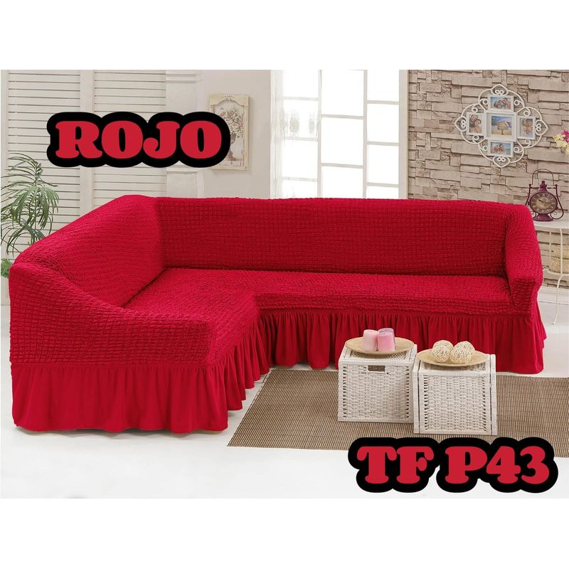 GENERICO - FUNDA CUBRE SILLON TURCO PARA SOFAS TIPO L DISEÑO CUADRILLE