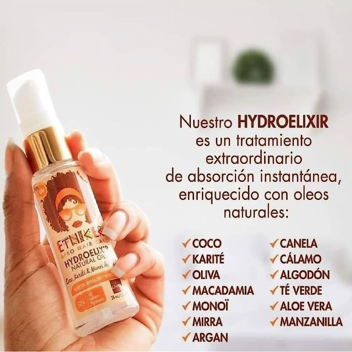 ETNIKER - HIDROELIXIR Oleos Naturales Etniker 38ml cabello maltratado-