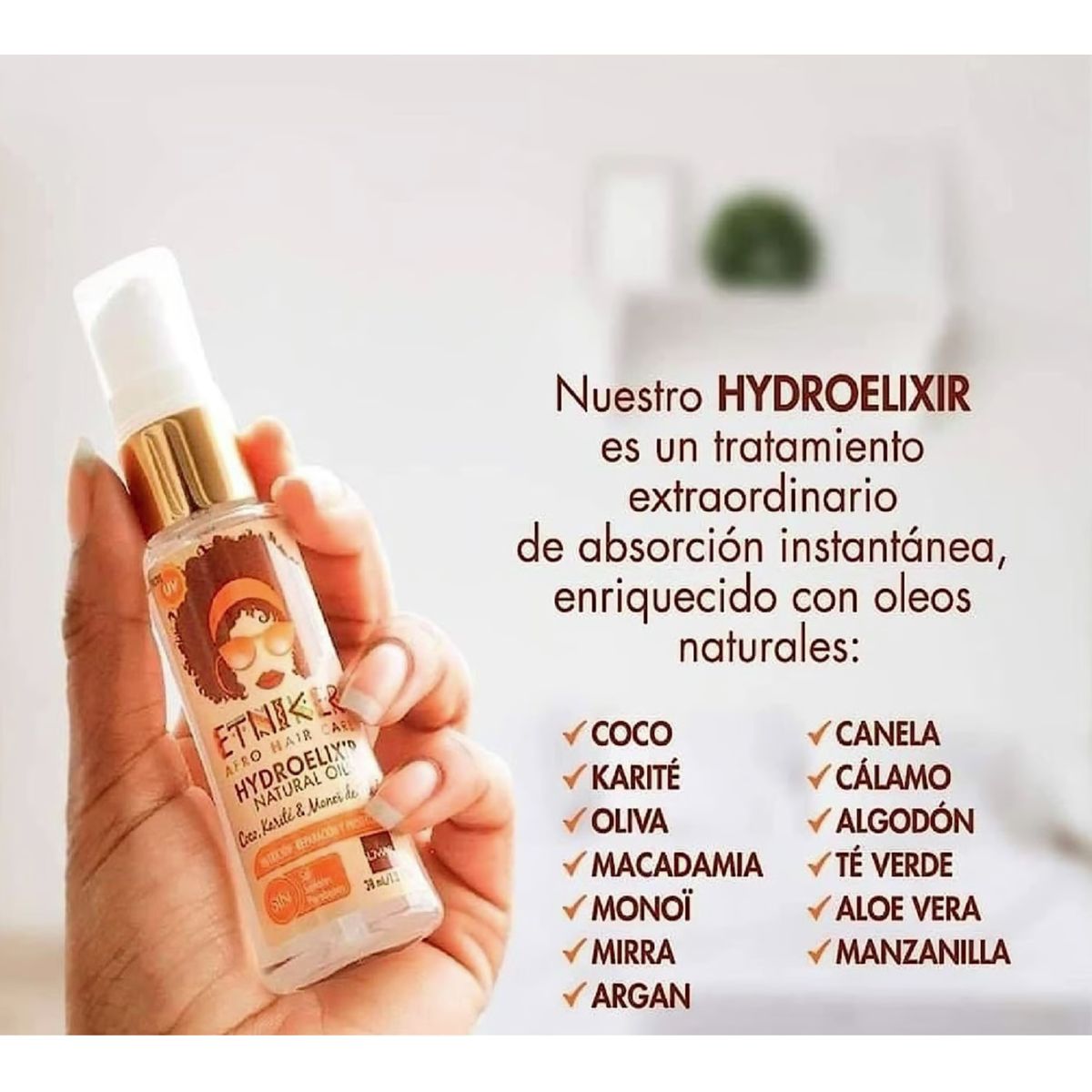 ETNIKER - HIDROELIXIR Oleos Naturales Etniker 38ml cabello maltratado-