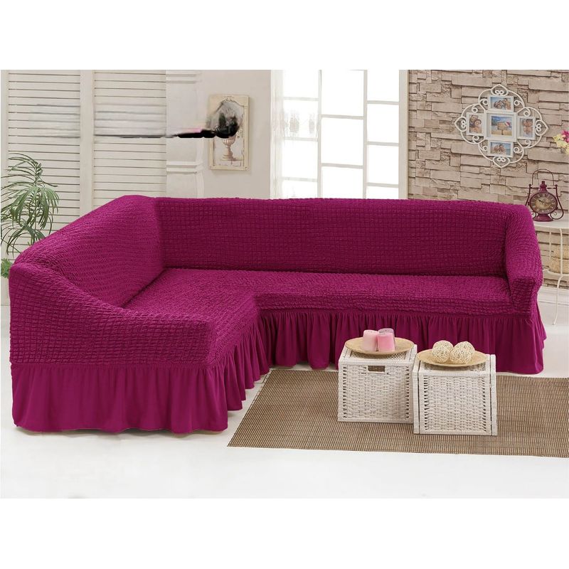 GENERICO - FUNDA CUBRE SILLON TURCO PARA SOFAS TIPO L DISEÑO CUADRILLE
