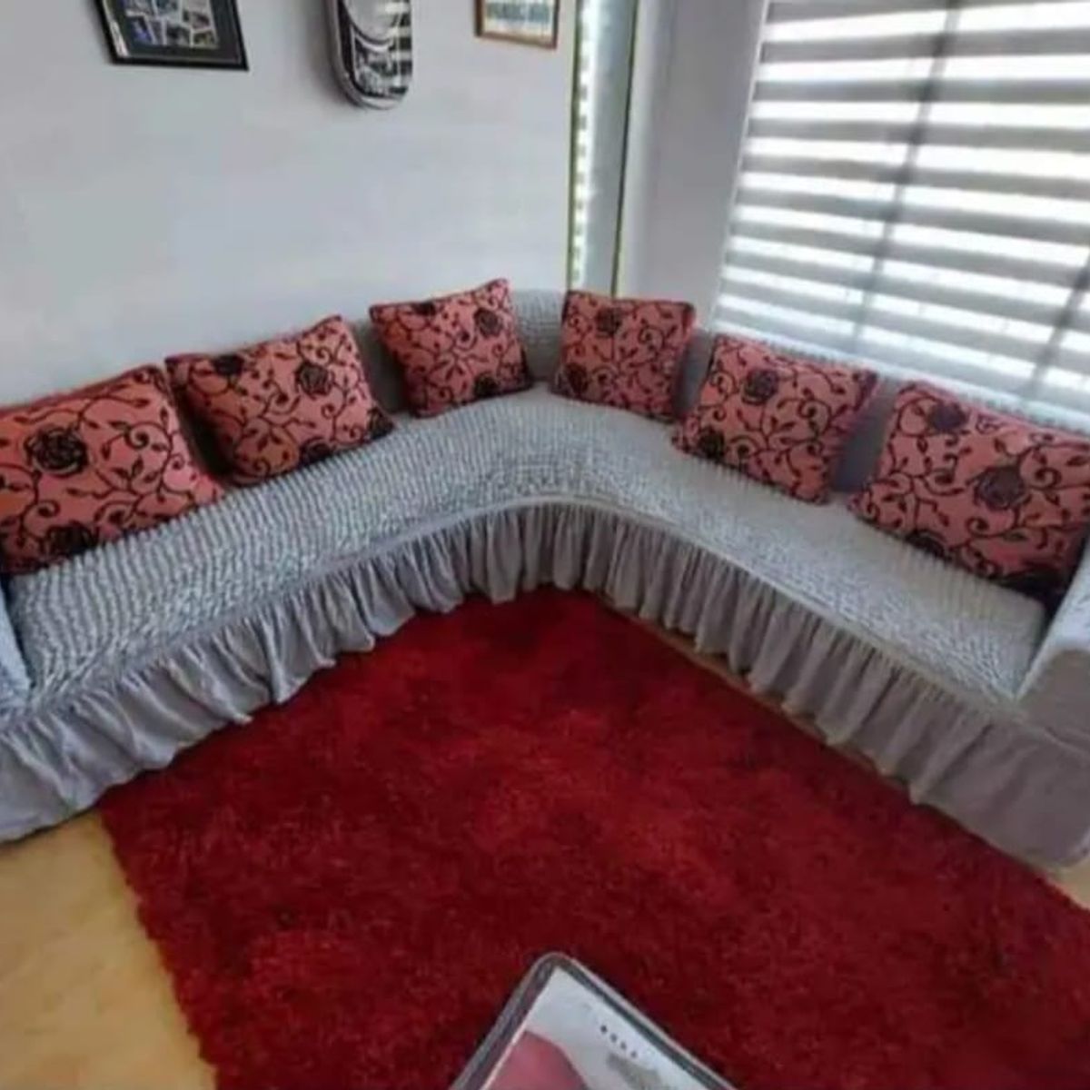 GENERICO - FUNDA CUBRE SILLON TURCO PARA SOFAS TIPO L DISEÑO CUADRILLE