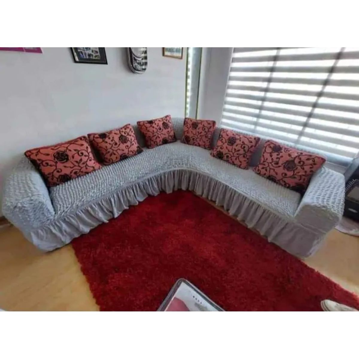 GENERICO - FUNDA CUBRE SILLON TURCO PARA SOFAS TIPO L DISEÑO CUADRILLE