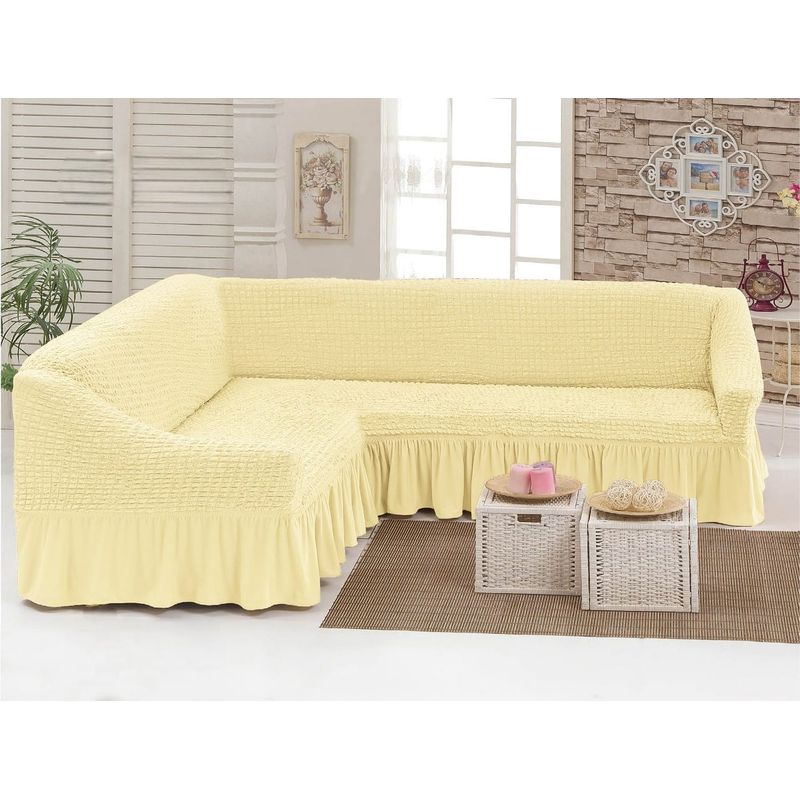 GENERICO - FUNDA CUBRE SILLON TURCO PARA SOFAS TIPO L DISEÑO CUADRILLE