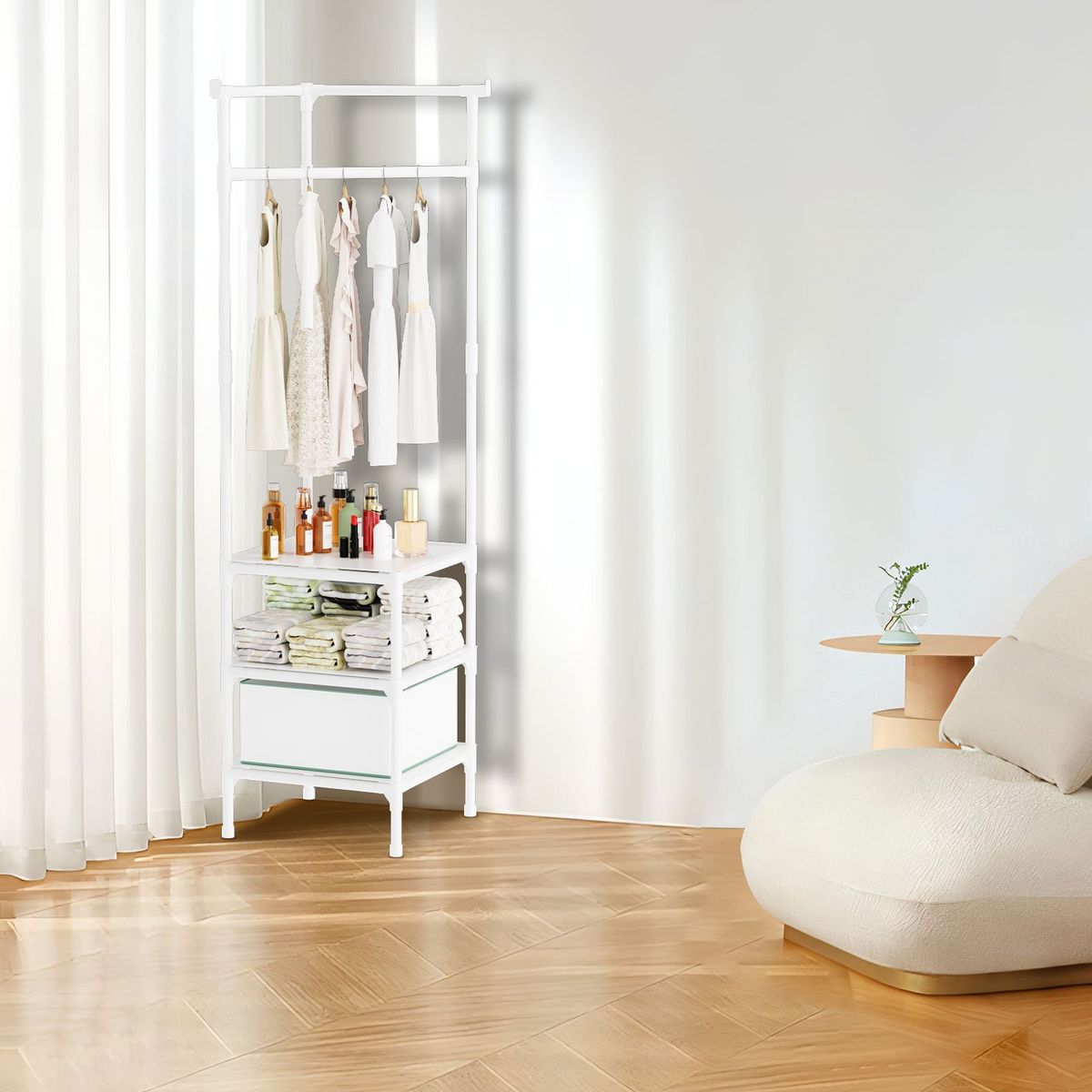 HALMAN - Blanco Organizador de capa de 3 niveles blanco 175cm