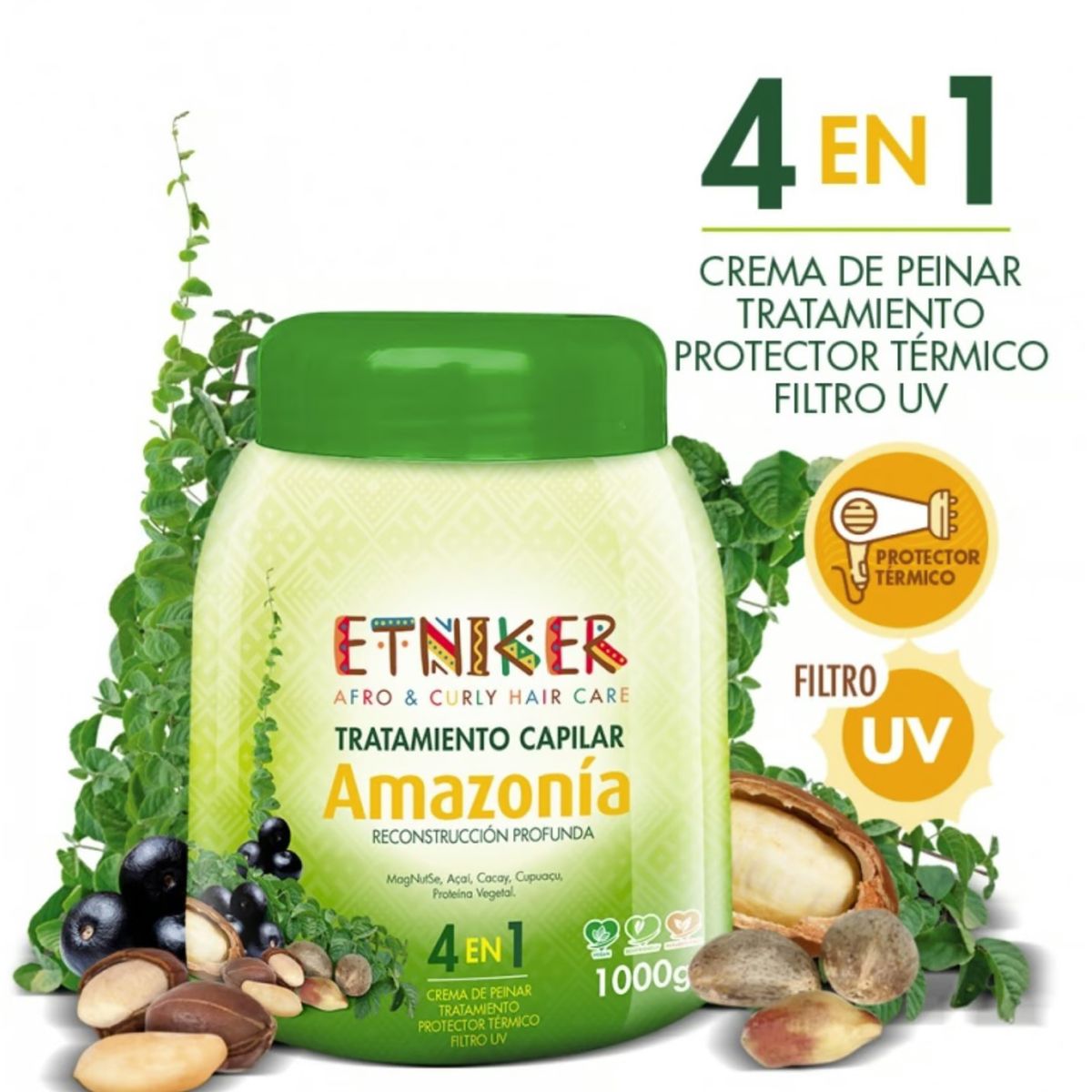 ETNIKER - TRATAMIENTO CAPILAR AFRO AND CURLY ETNIKER AMAZONIA 4 EN 1 DE 1000GR