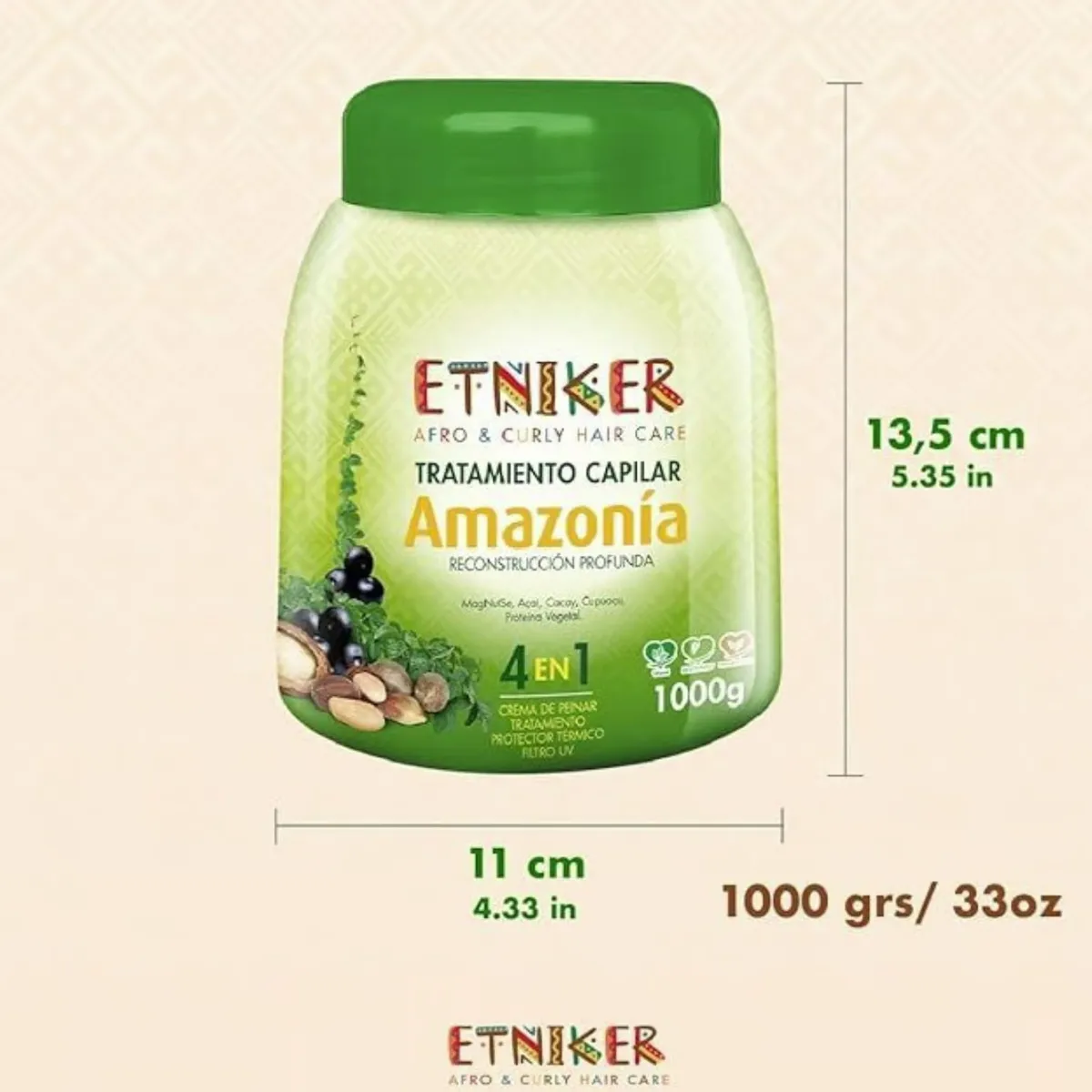 ETNIKER - TRATAMIENTO CAPILAR AFRO AND CURLY ETNIKER AMAZONIA 4 EN 1 DE 1000GR