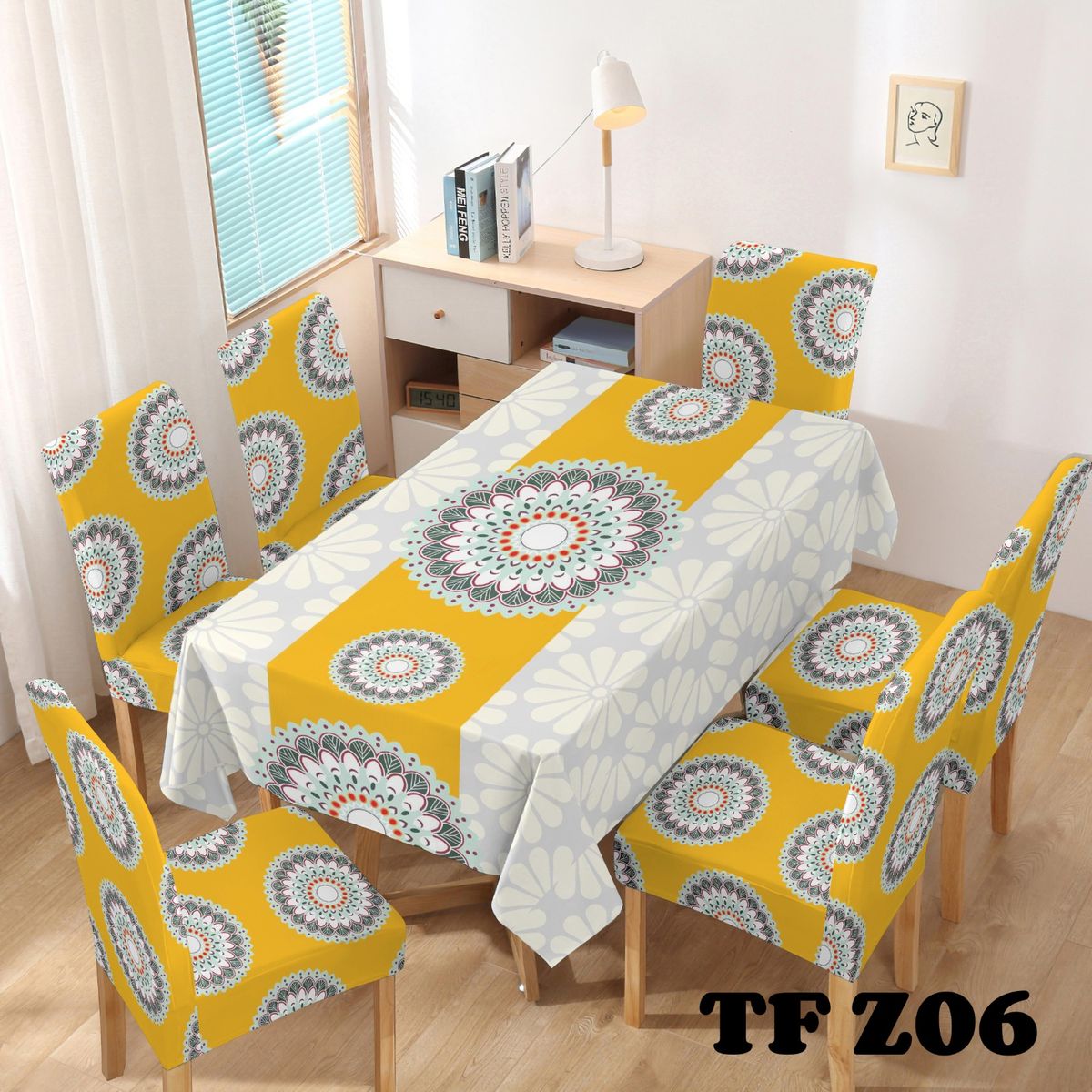 GENERICO - SET DE MANTEL IMPERMEABLE + 6 FUNDAS DE SILLAS ELASTICADAS