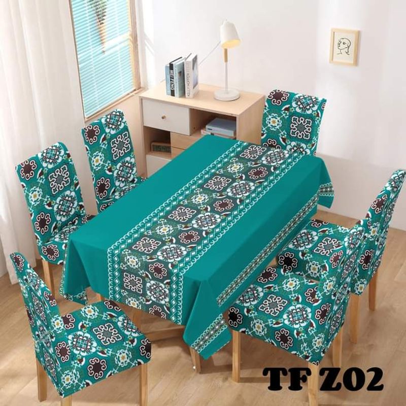 GENERICO - SET DE MANTEL IMPERMEABLE + 6 FUNDAS DE SILLAS ELASTICADAS