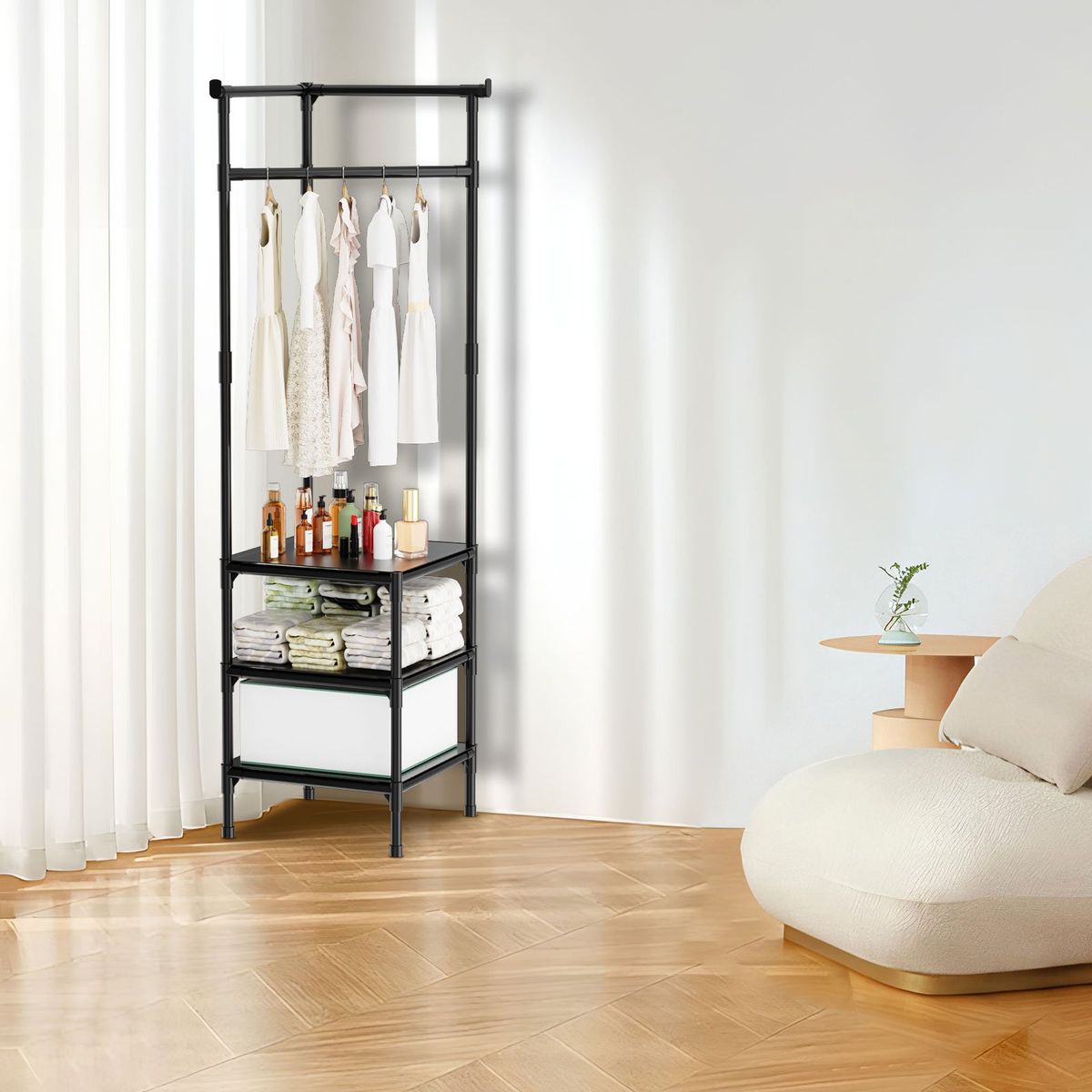 HALMAN - Negro Organizador de capa de 3 niveles blanco 175cm