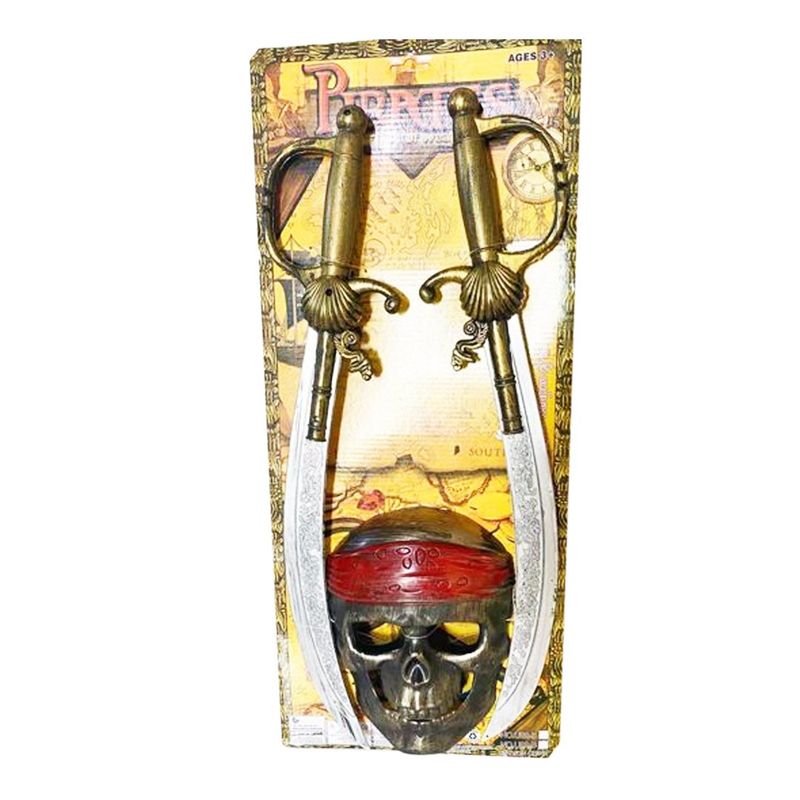 GENERICO - Juguete Espadas Piratas Dobles Mascara Calavera Guerrero