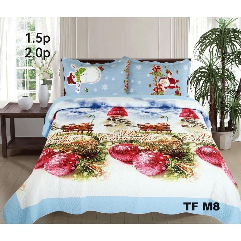 GENERICO - COBERTOR QUILTS DELGADO DISEÑO DE  NAVIDAD 1.5 PLAZAS