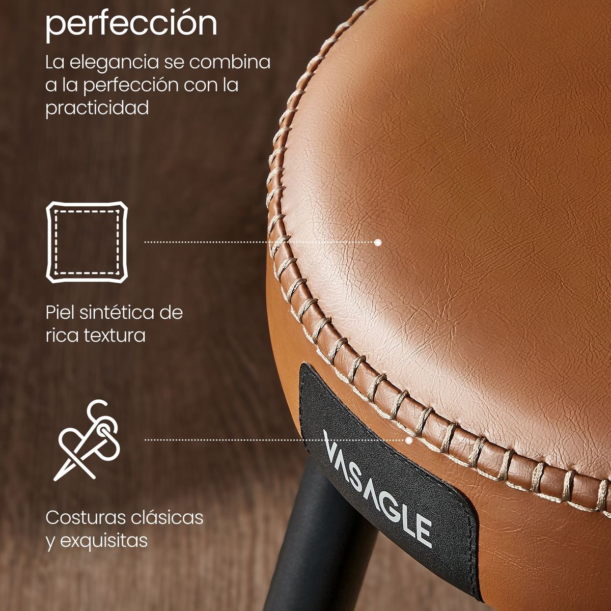 VASAGLE - Set Asiento Ekho Cuero Cafe piso