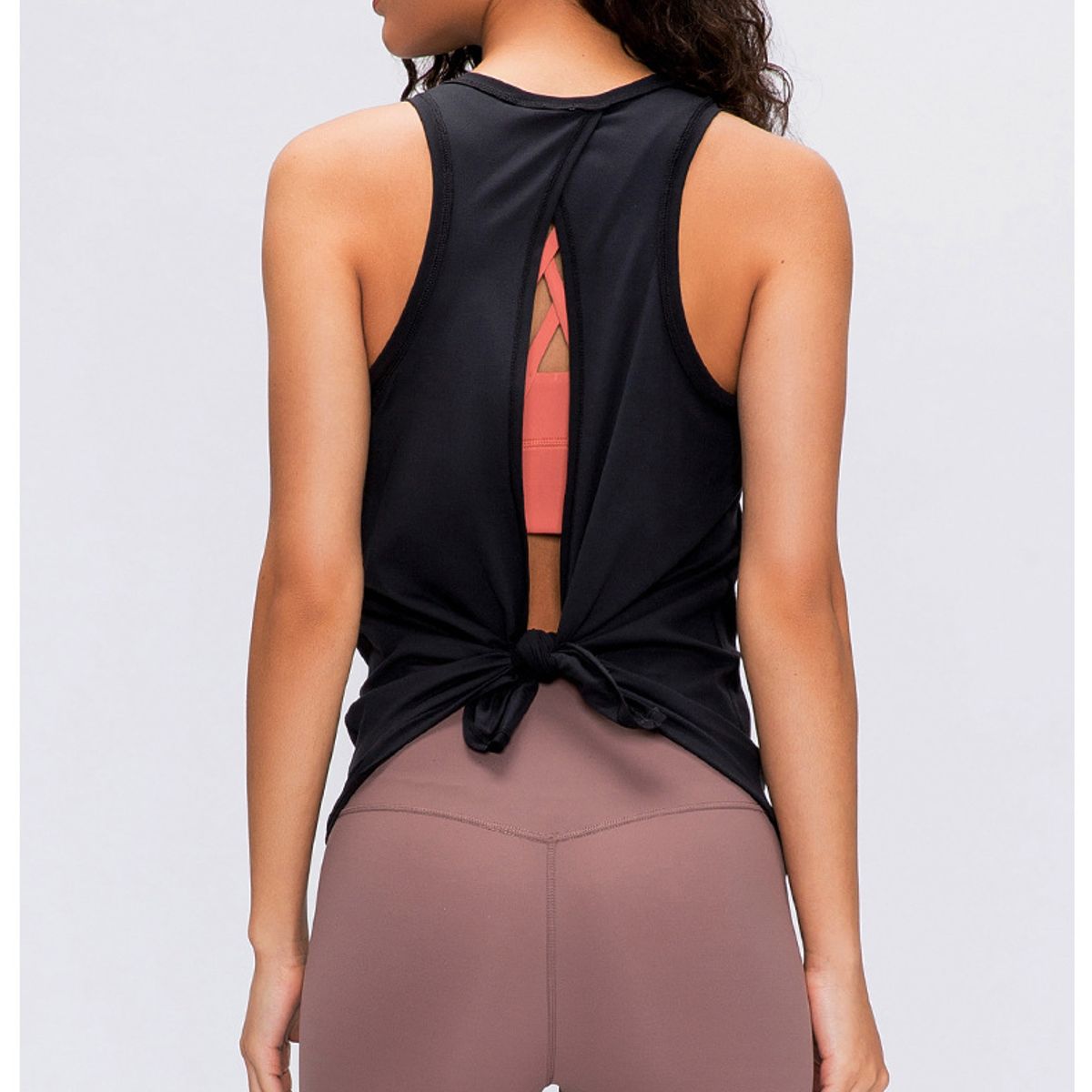 RURUTOTO - Camiseta de tirantes mujer con espalda abierta Negro