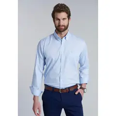 FEROUCH - Camisa Smart Casual Oxford Celeste