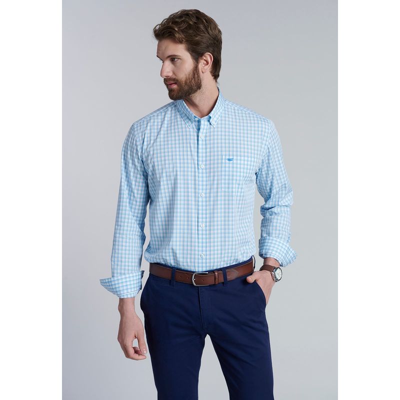 FEROUCH - Camisa Check Bahamas Sc Azul Ferouch_.