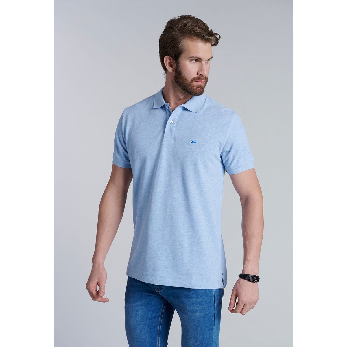 FEROUCH - Polera Basica Pique Azul Ferouch