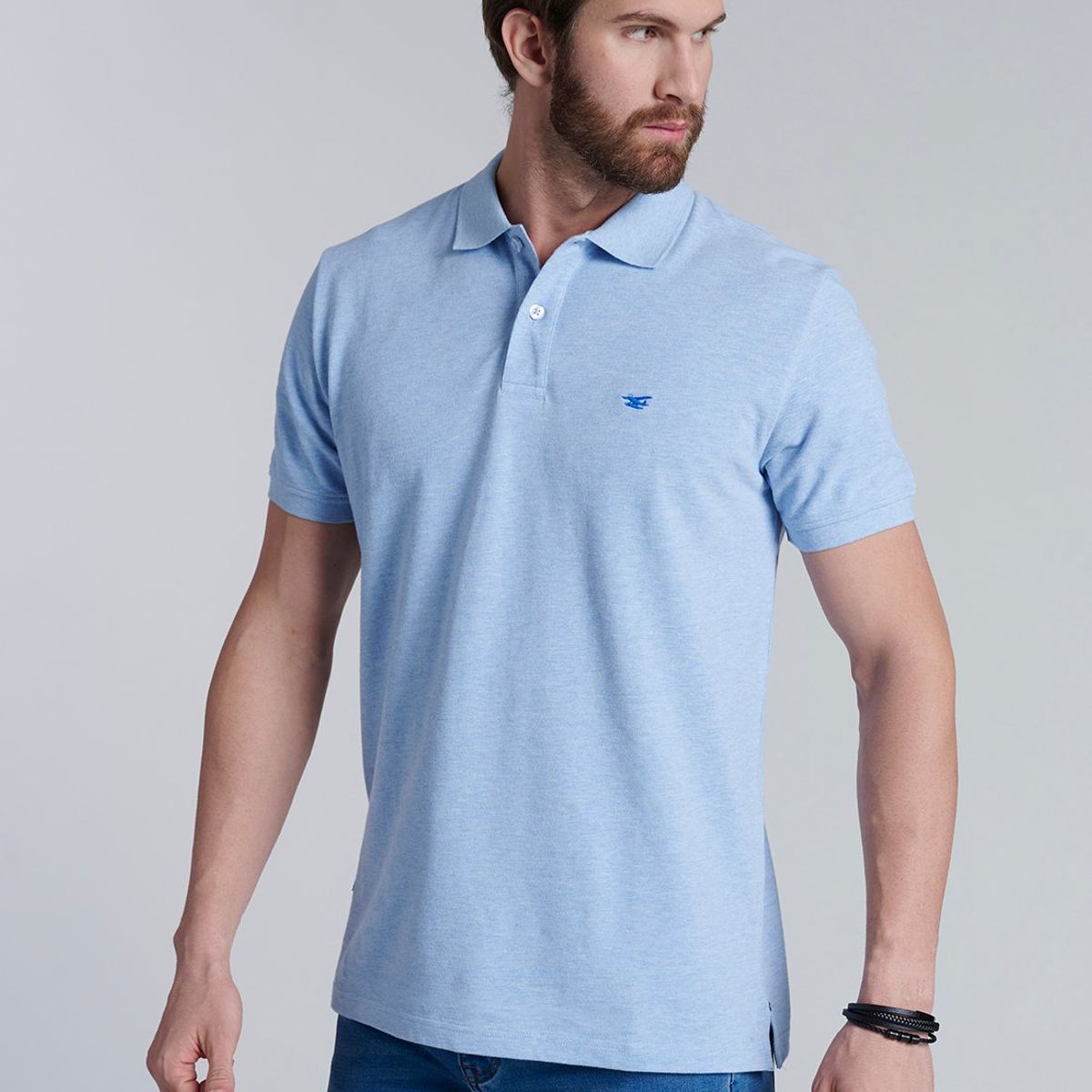 FEROUCH - Polera Basica Pique Azul Ferouch