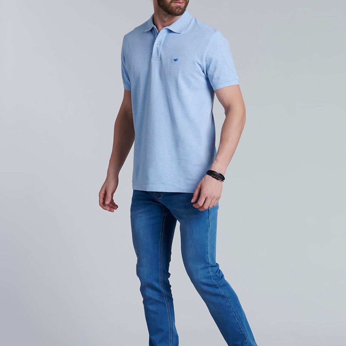 FEROUCH - Polera Basica Pique Azul Ferouch