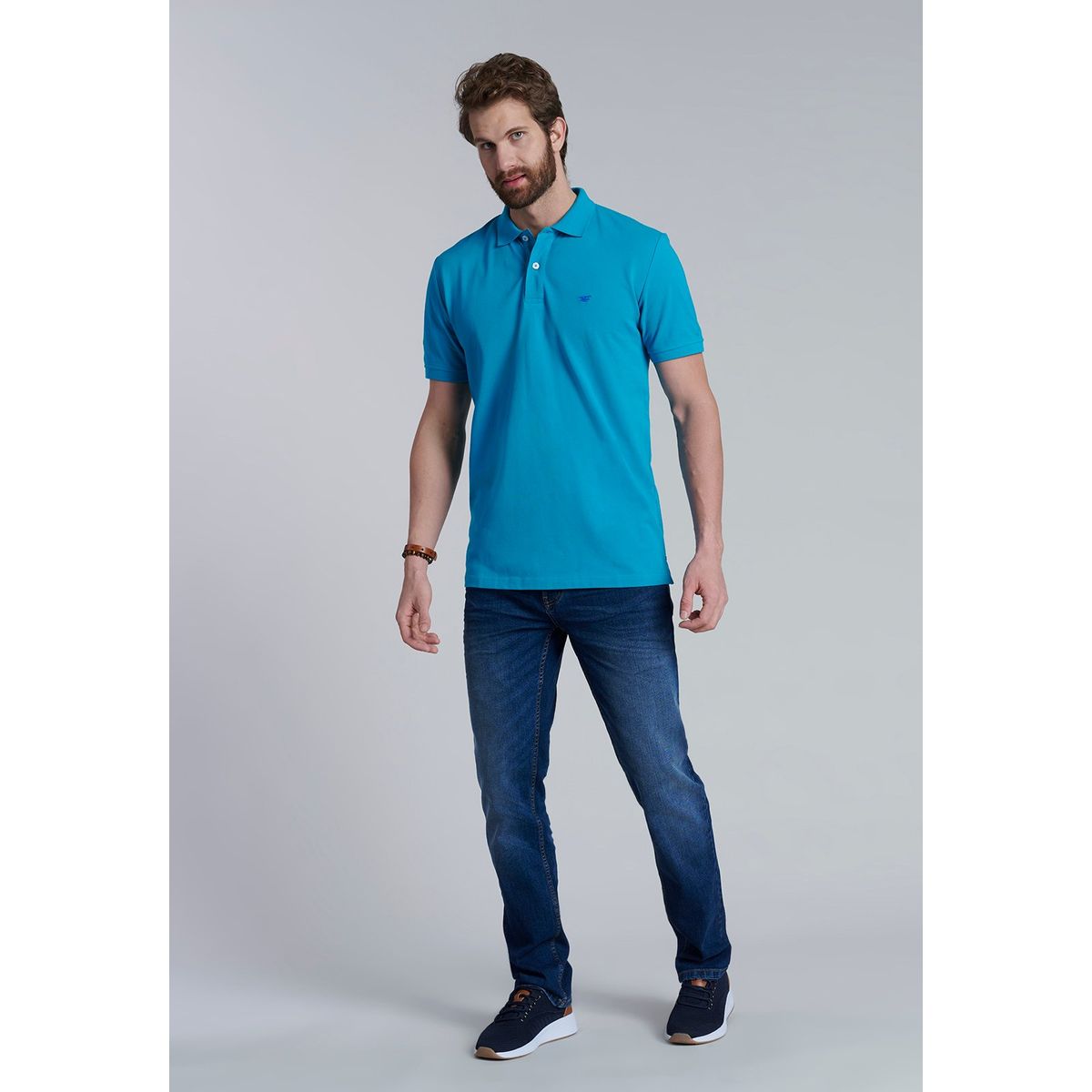 FEROUCH - Polera Basica Pique Azul Ferouch