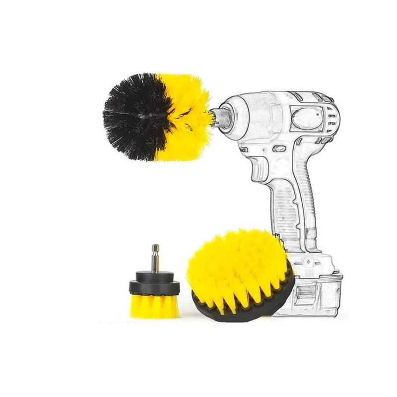 GENERICO - Kit De 3 Cepillos Para Taladro Pulidora Limpieza Auto Tapiz