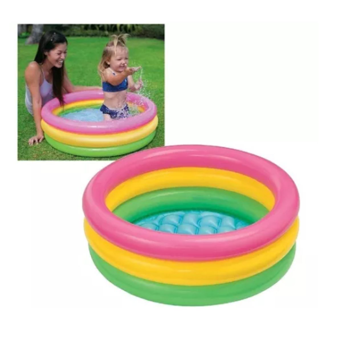 GENERICO - Piscina Inflable Bebe 3 Anillos Acolchada