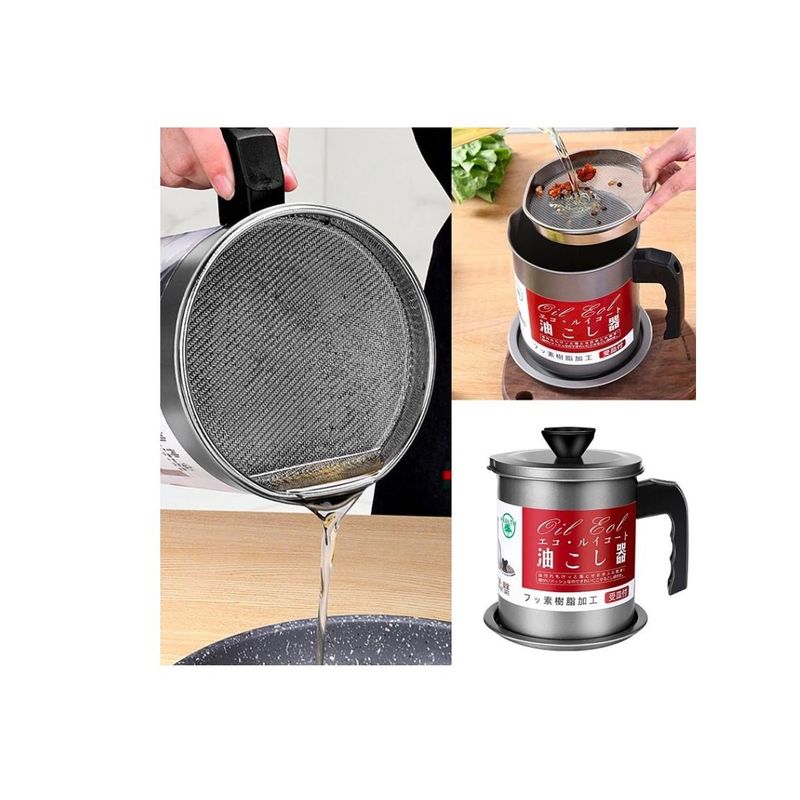 GENERICO - Mini Olla Colador Filtro De Aceite Acero Inoxidable Gris