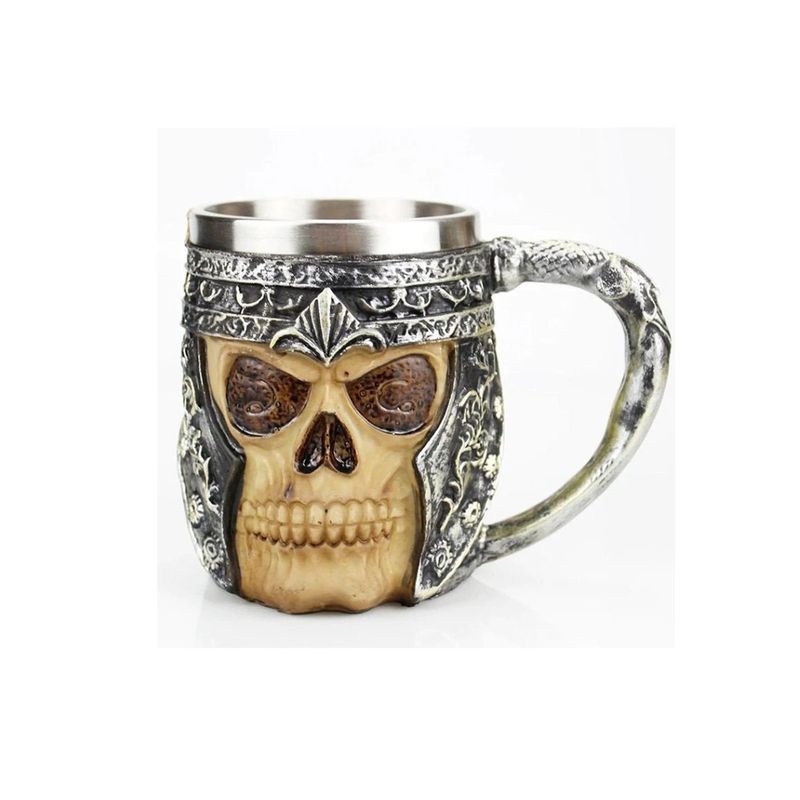GENERICO - Taza Tazón Mug Calavera Guerrero Medieval 350ml Vikingo