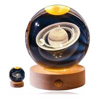 Luz De Noche 3d Recargablebola De Cristal Regalo Adornos