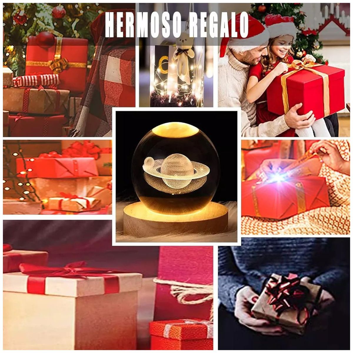 KUANGYE - Luz De Noche 3d Recargablebola De Cristal Regalo Adornos